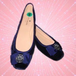 Kate Spade Navy Blue bow flats